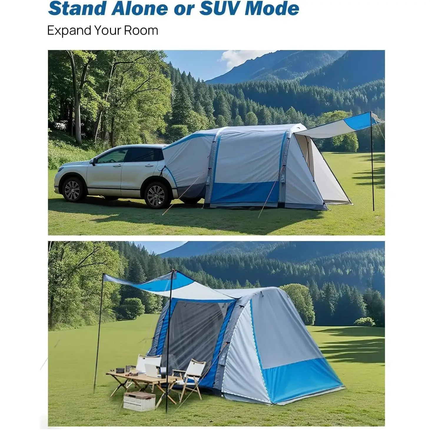 خيمة YOU-SUV مع مضخة قابلة للنفخ، مساحة أكبر بنسبة 30%، خيمة سيارة سهلة الإعداد للتخييم العائلي تتسع لـ 6 أشخاص، وسيارات الدفع الرباعي أو التخييم ذات الاستخدام المزدوج