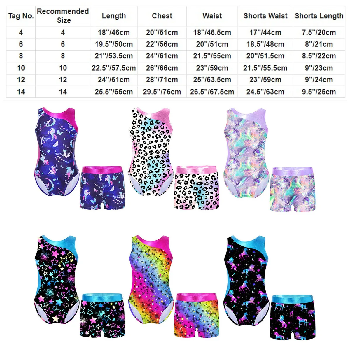 Kids Girls Rhinestone Ballet Dance Outfits Gymnastics Leotard+Shorts Dancewear Set Figure Skaitng Gymnastics Bodysuit Jumpsuit