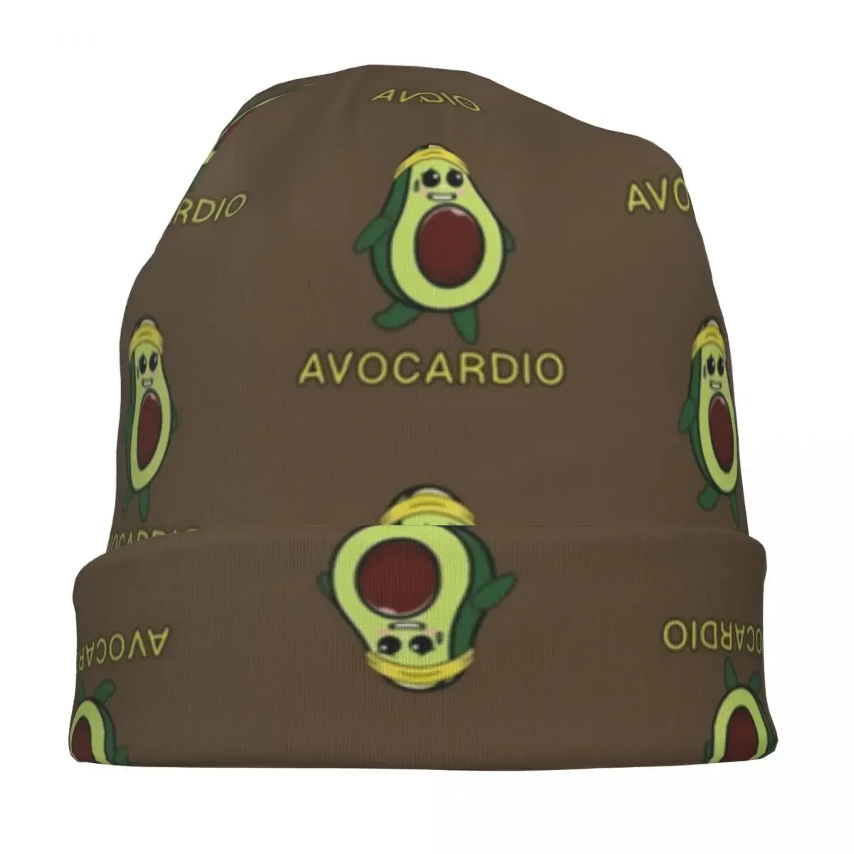 Funny Avocado Avocardio Fitness Bonnet Hat Cool Outdoor Skullies Beanies Hat for Men Women Knitted Hat Spring Multifunction Caps