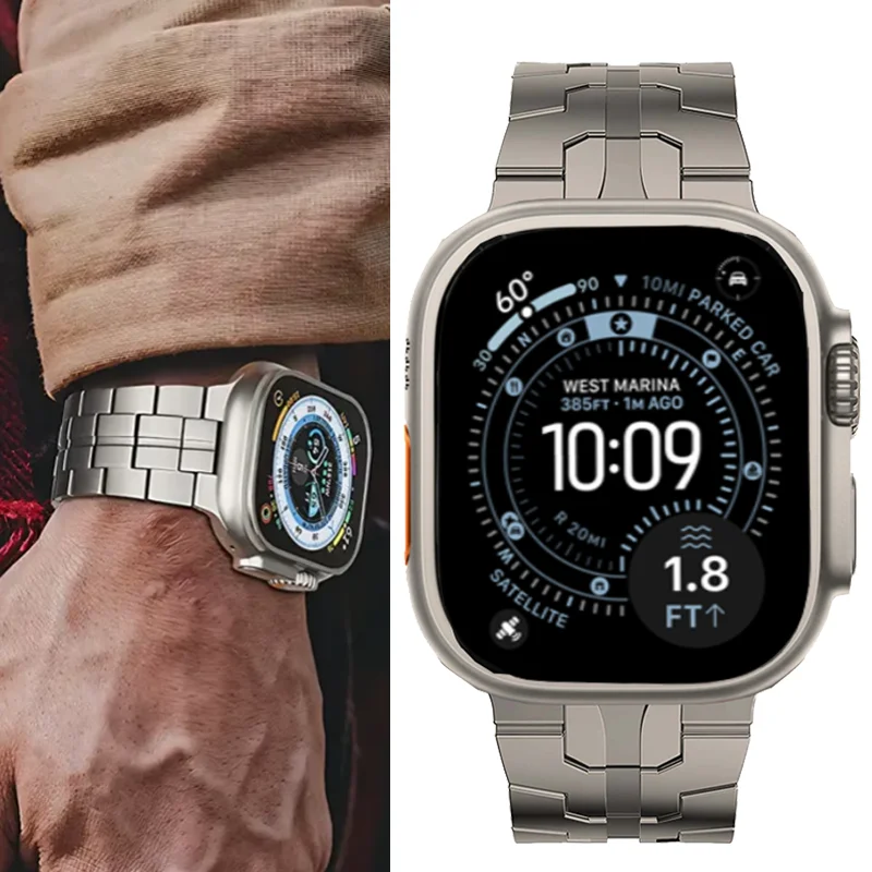 

Luxury Titanium Band For Apple Watch Ultra 3/2/1 49mm Metal trap For iWatch Series 11 10 9 8 7 6 SE 5 4 46mm 45mm 44mm Bracelet