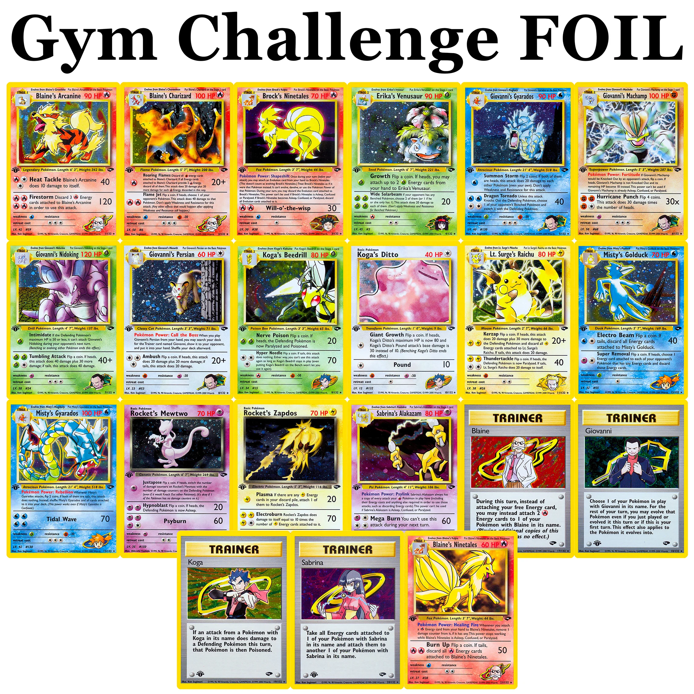 

Набор Gym Challenge, 20 шт., карта с покемонами, арканиан, Чаризард, Генгар, Магнетон Дракона, PKM TCG, игровые прокси-карты
