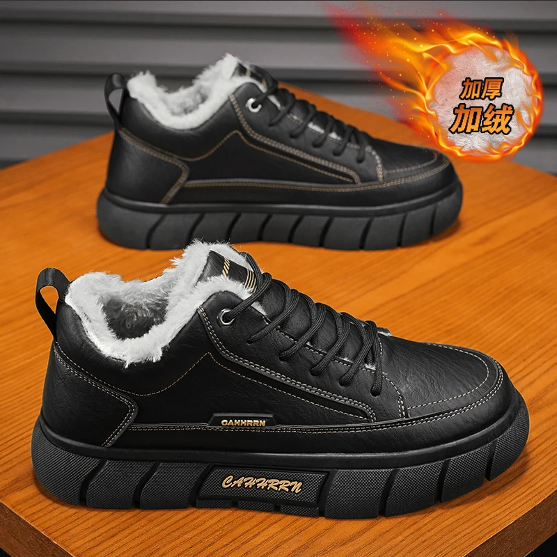 

2025 Mens Winter Shoes Fur Warm Sneakers Casual Skateboard Platform Leather Sport Hiking Outdoor Designer Luxury Tennis Loafers