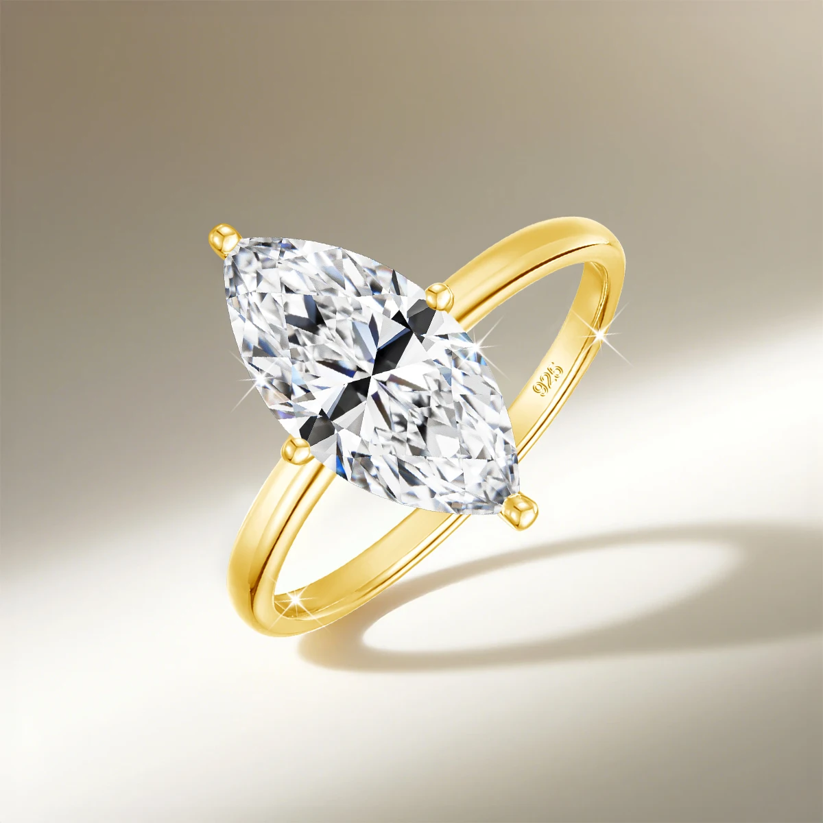 18K Farbige 3 Karat Marquise-Schliff Moissanit-Ringe für Damen, 925 Sterling Silber Labor-Diamant Hochzeitsband Verlobungsring Schmuck – Detail 5