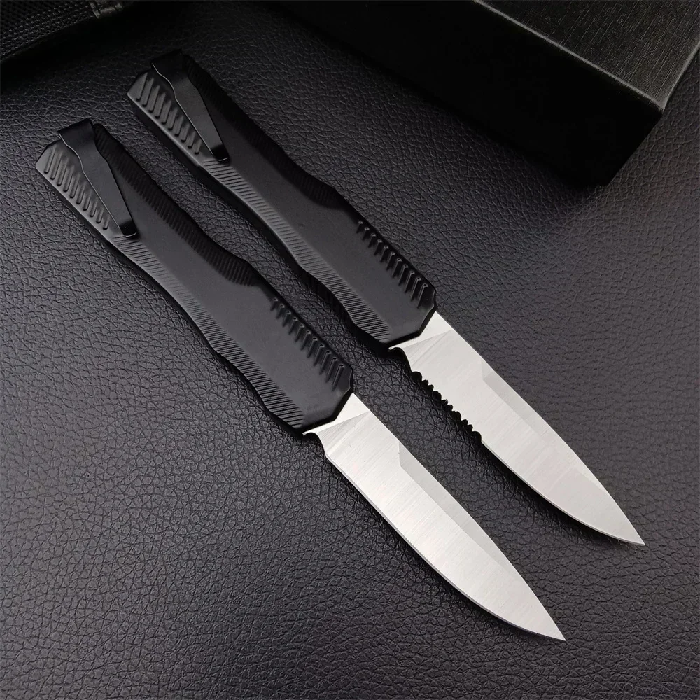 KS 9000 Livewire Knife Full/Serrated Blade 440C Blade, Black Aluminum Handle with Pocket Clip Practical EDC Outdoor Hunting Tool