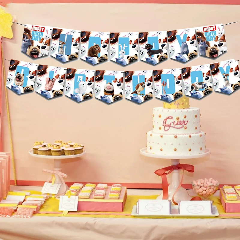 

The Secret Life of Pet banner Birthday Party Decoration Balloon Kid Backdrop Kindergarten Baby Shower Gift