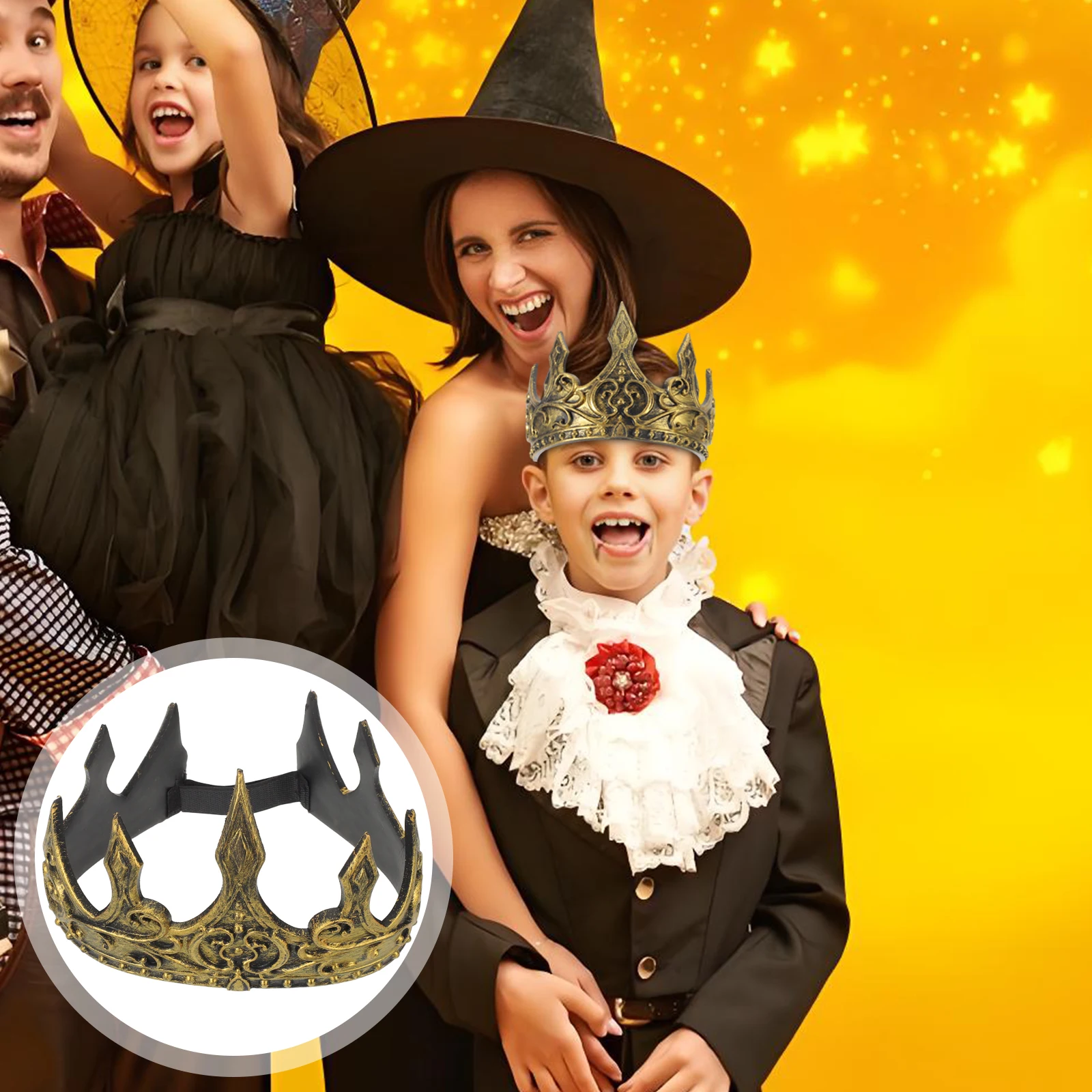

King Crown For Boys Kids Crown Headwear Halloween Costume Hat Cosplay Prop Medieval Dress Up Accessory Masquerade