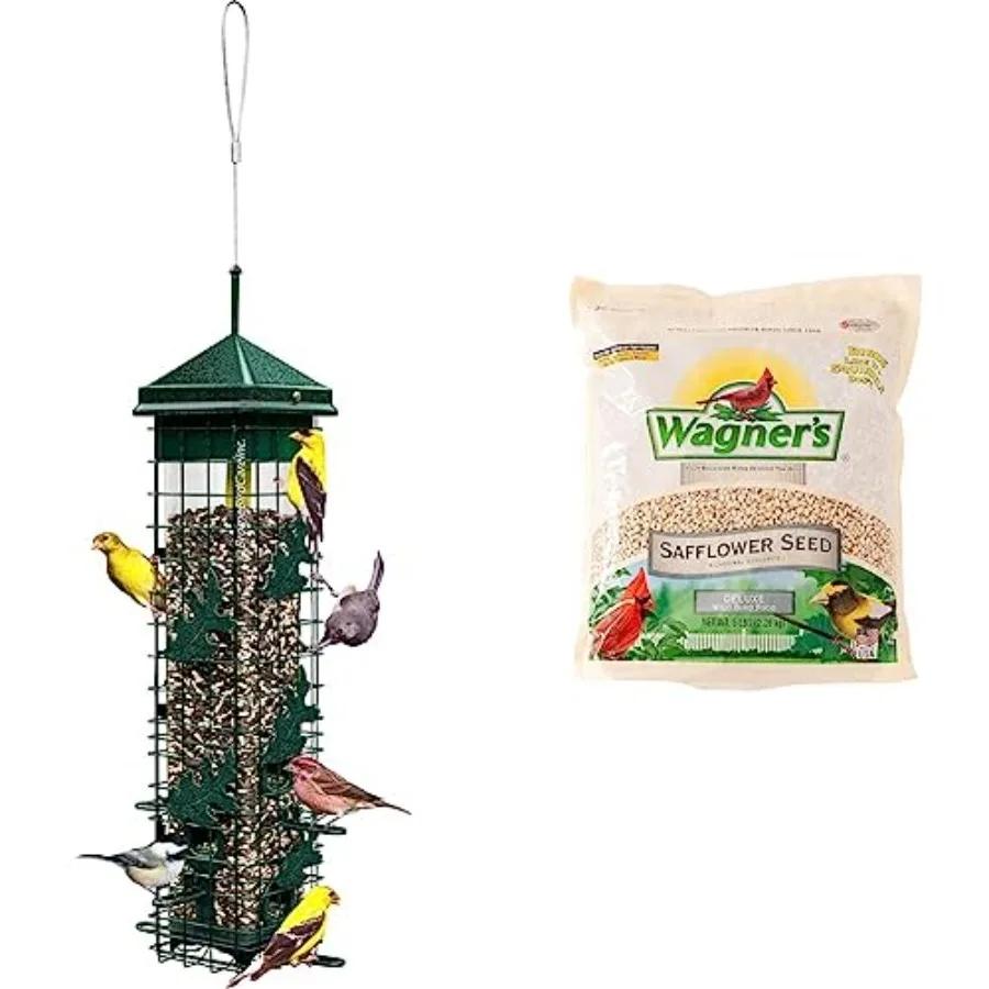 

Squirrel Solution200 Squirrel-Proof Bird Feeder w/6 Feeding Ports 3.4-Pound Seed Capacity Free Seed Funnel and Wagner's 57075 S