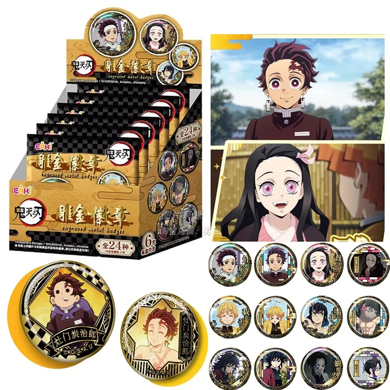 

Bandai официальные подлинные карты «Убийца демонов», резной золотой значок, брошь, коллекционное искусство Nezuko, ограниченная серия, аниме, подарочные игрушки
