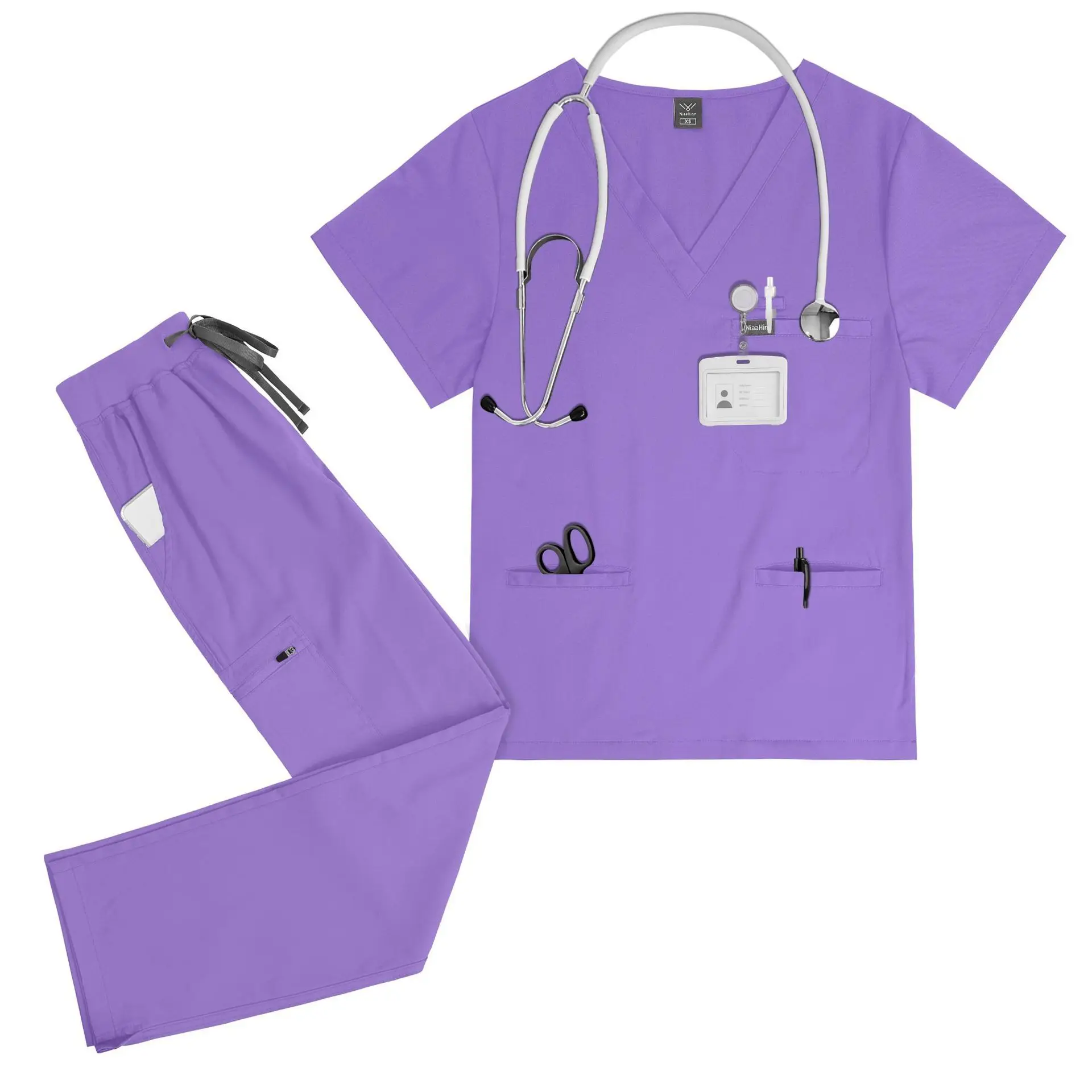 SPA Bath Center Hospital Clinic Dental Front Desk Doctor Nurse Uniform New Solid Color High Quality