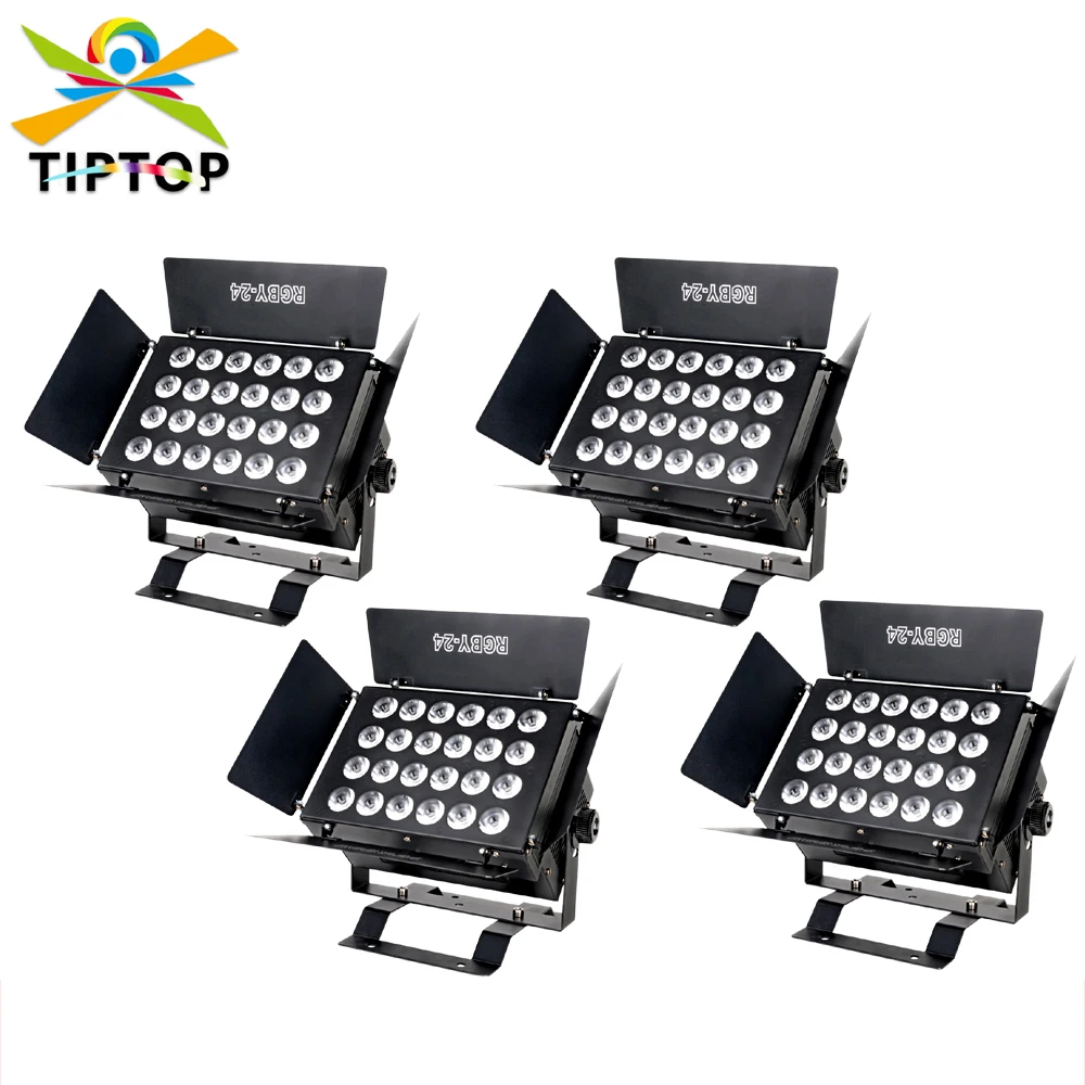 4Pcs/Lot New Led Wall Washer Light,24x12W 4IN1 RGBW/RGBA Color Mixing Big Led Washer Stage Light DMX512 8 Channels Indoor Use