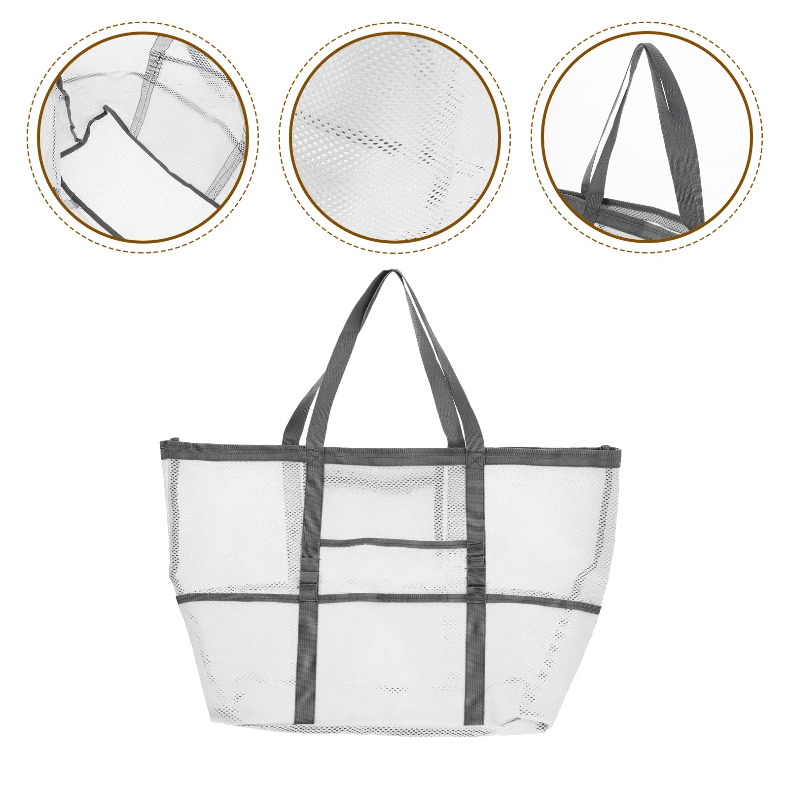 

Beach Mesh Tote Bag Portable Lightweight Nylon Toiletry Organizer For Shells Travel Outdoor Storage Bag