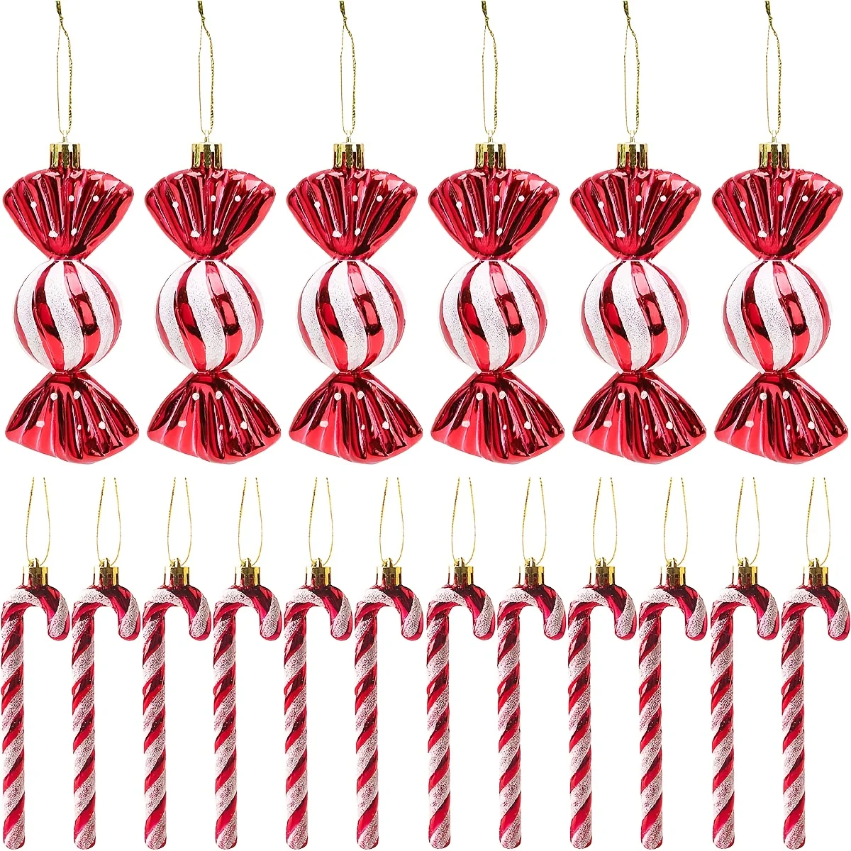 

12pcs, Decorative Hanging Ornaments Christmas Candy Canes Décor，Christmas Accessories, Adorable Embellishments Home Accents