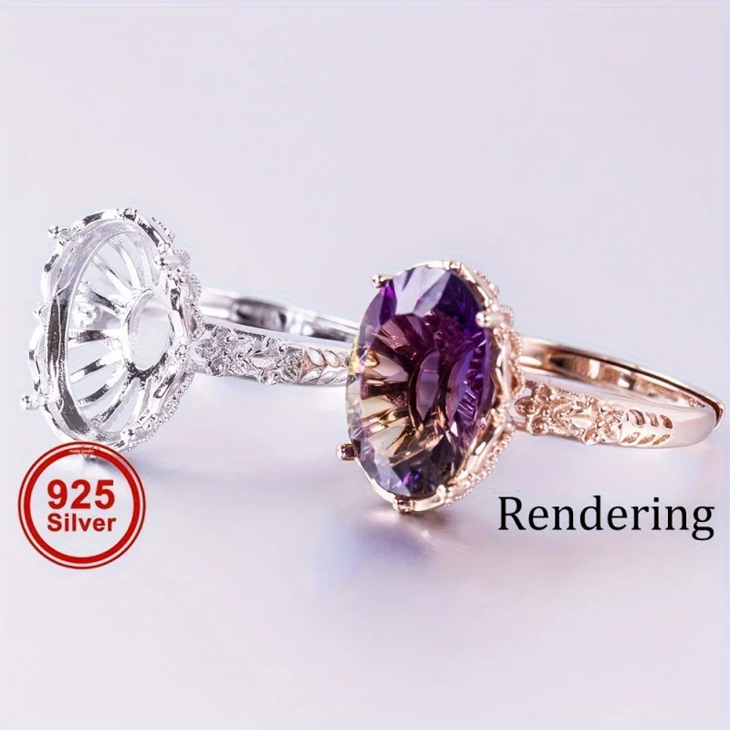 8*10-10*14mm rozmiar pierścienia montażowego s925 sterling silver cztery-bolce wykwintne kwiatowe pierścionek z otwartą ramką ustawienie odpowiednie