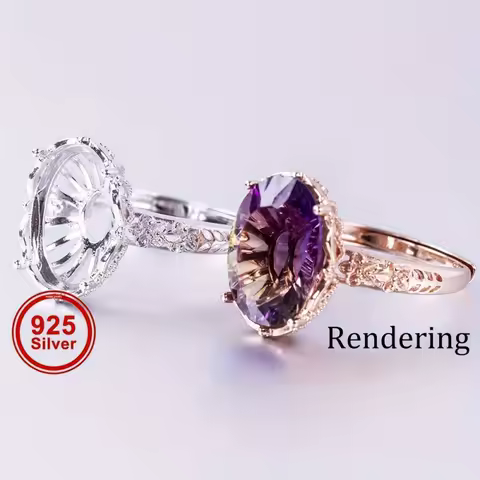 8*10-10*14mm size ring mounting s925 sterling silver four-prong exquisite flower style ring open bezel setting suitable
