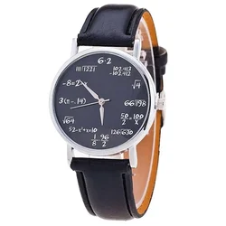 Reloj de cuarzo con correa de cuero para estudiantes, pulsera de cuarzo con fórmula de matemáticas, regalo a la moda, precio barato, envío directo