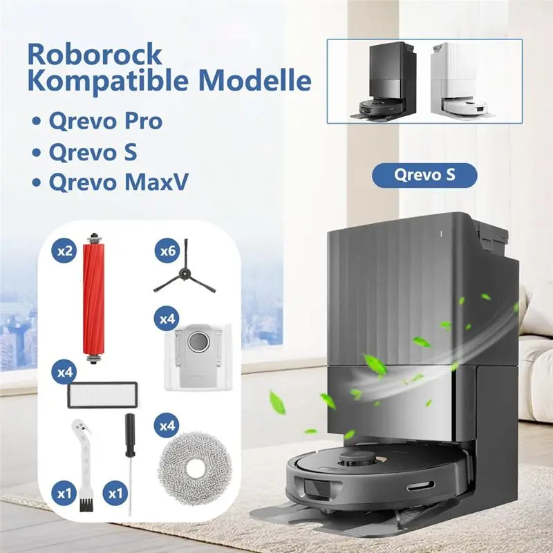 A76I-Accessories Compatible With Roborock Q Revo Rbot Vacuum Cleaner, Roller Brushes,HEPA Filters, Dust Bags,Side Brushes