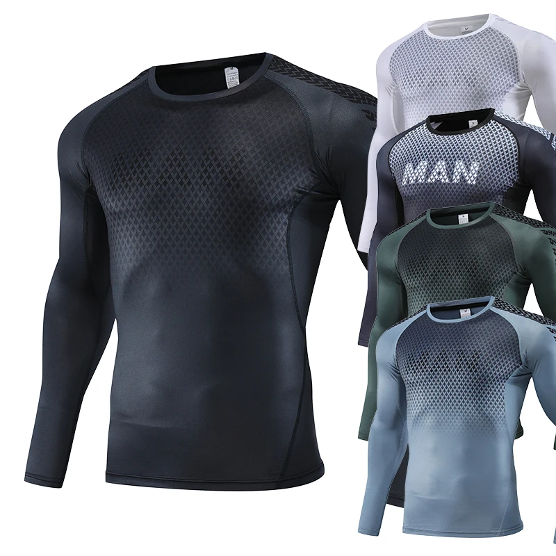 Mens Sport Top for Fitness t-Shirt Bodybuilding Compression Shirt Gym Running Tight Rashguard Jogging felpa Dry Fit Clothes