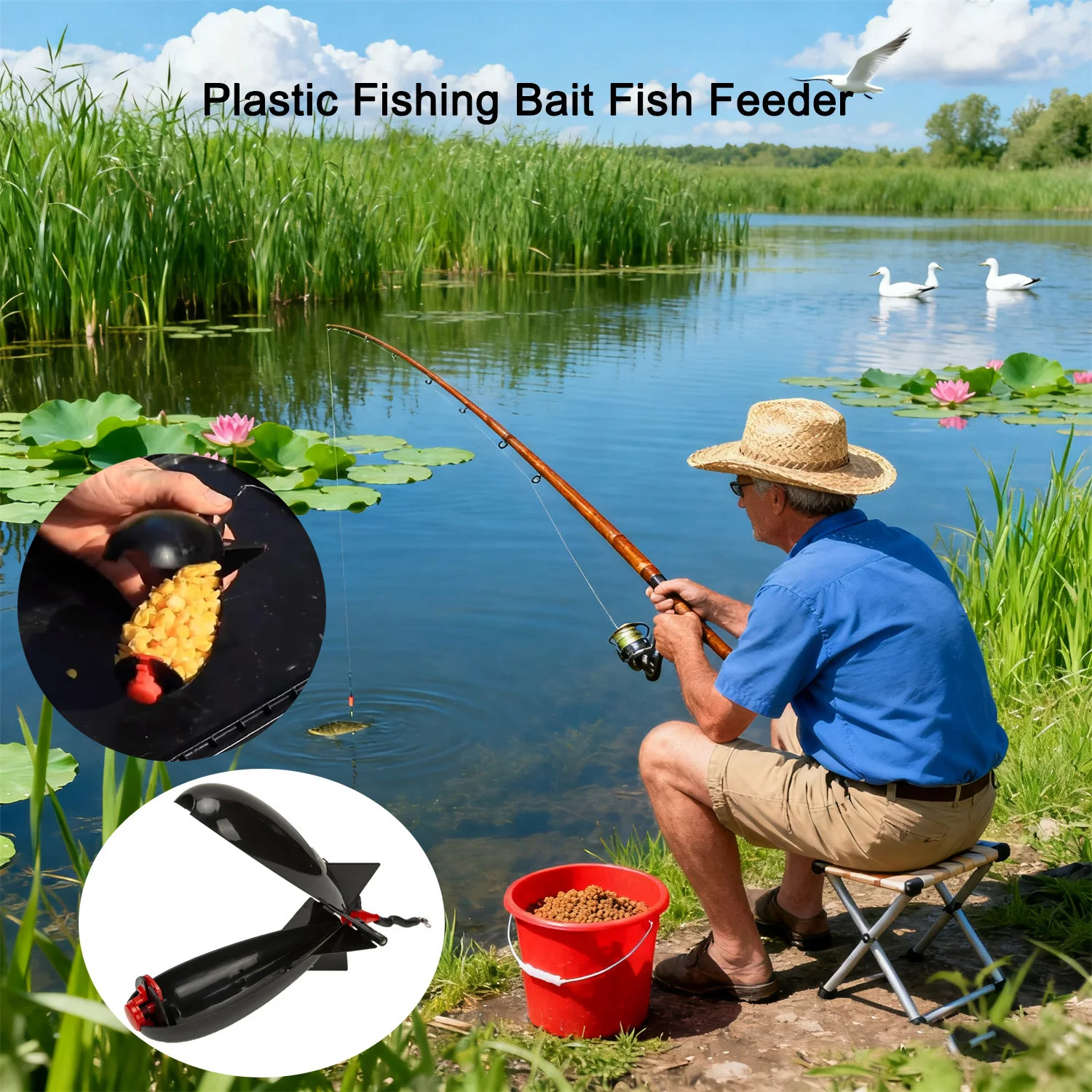 

Plastic Fishing Bait Fish Feeder Outdoor Rocket-shaped Float Lure Bait Holder Feeders Position Gear Accessories Fishing Tackle