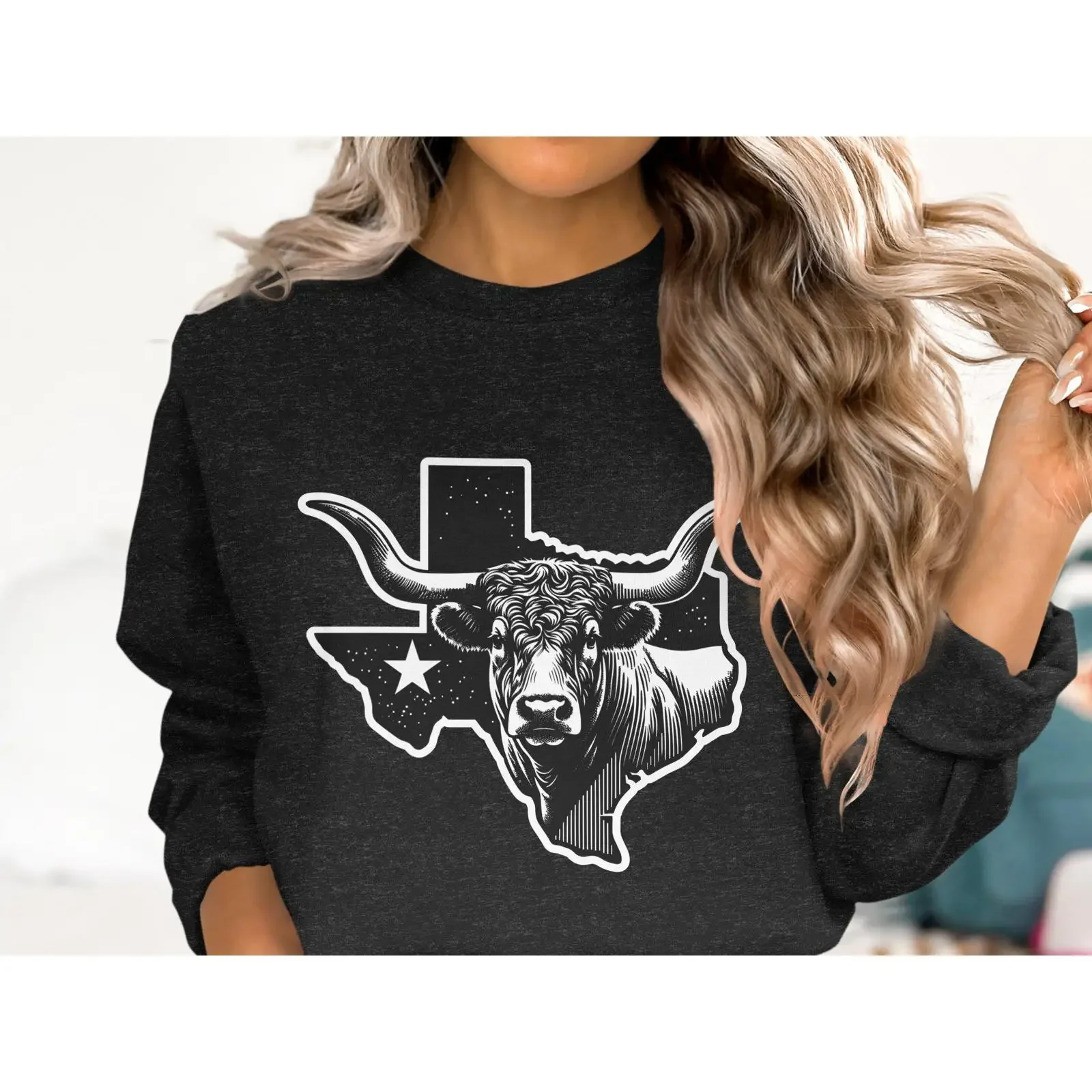 Cute Longhorn T Shirt ranch Ranching Vintage Style Lone Star State Pride vintage Washed Stretched Breathable Casual Soft