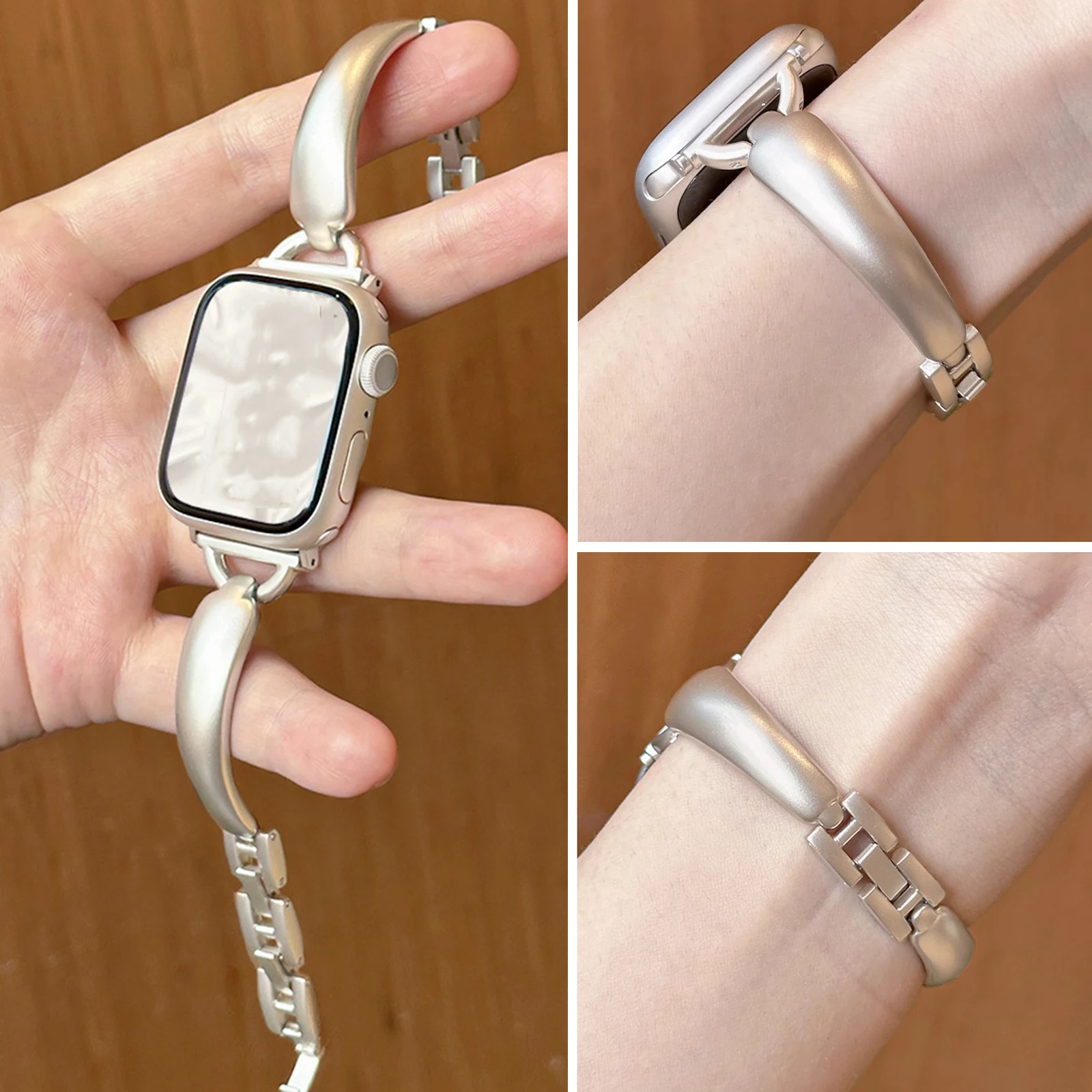 Slim Girl Metal Bracelet For Apple Watch Band Series 10 9 8 7 6 SE 42mm 46mm 41mm 45mm 38 44mm 40mm For iWatch Ultra 49mm Strap