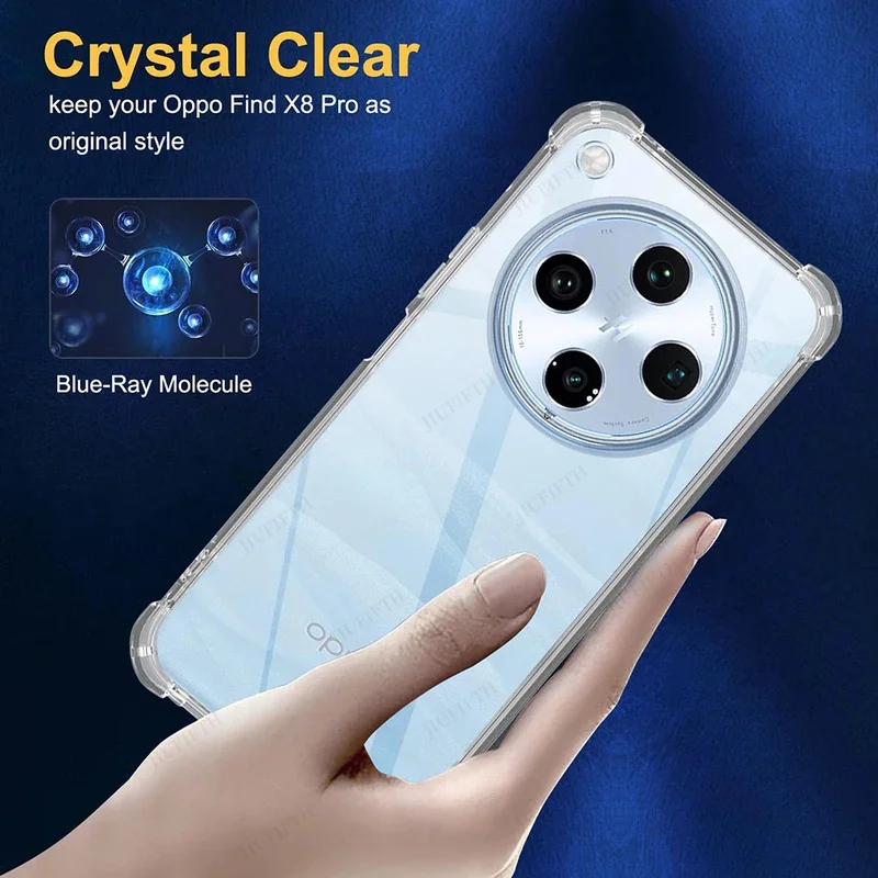 

Shockproof Silicone Soft Case For Oppo Find X8 X7 X6 X5 X3 Pro Lite Ultra Ultra-Thin Clear Back Cover Luxury Transparent Shell