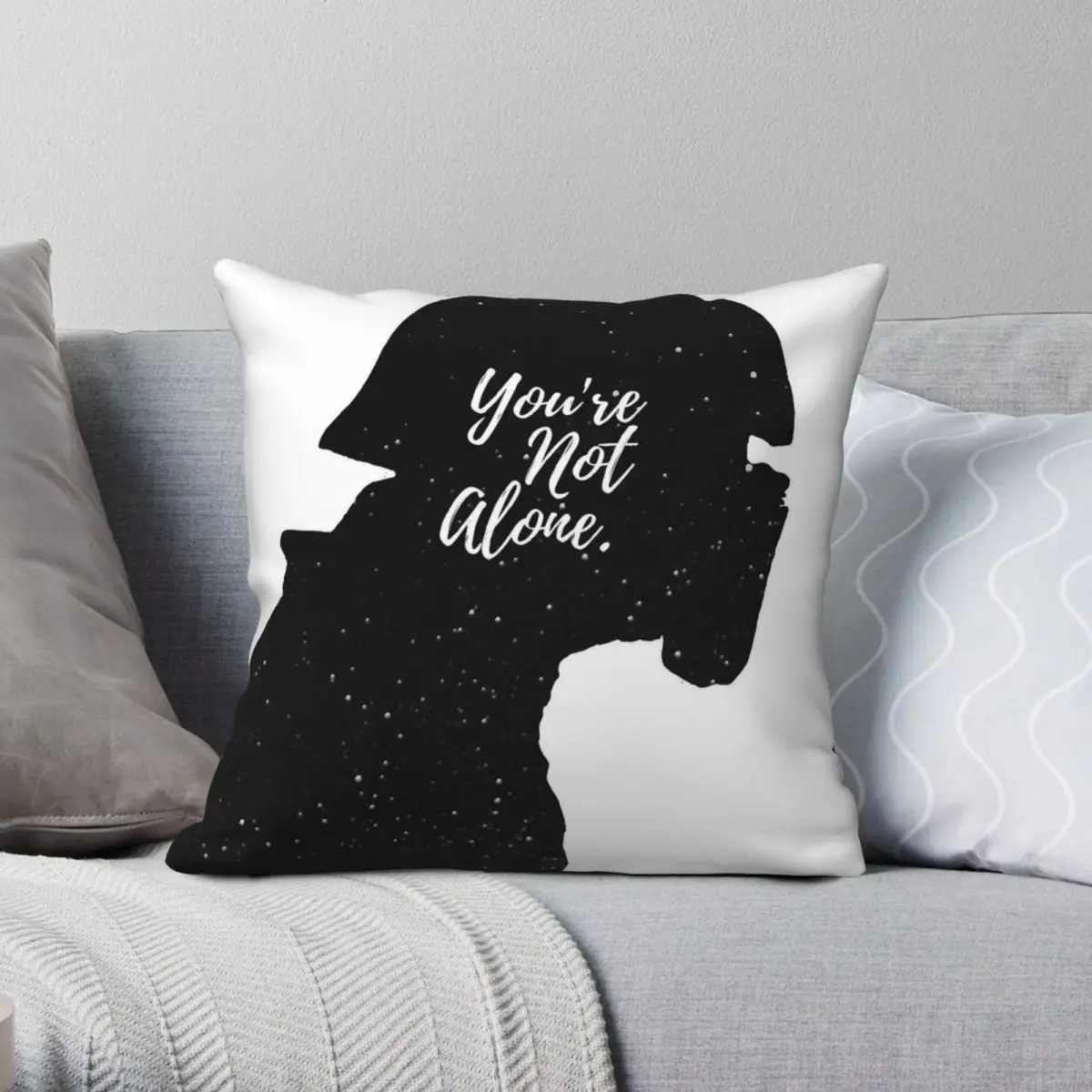 You're Not Alone Kylo Ren Square Pillowcase Polyester Linen Velvet Pattern Zip Decorative Home Cushion Case 18