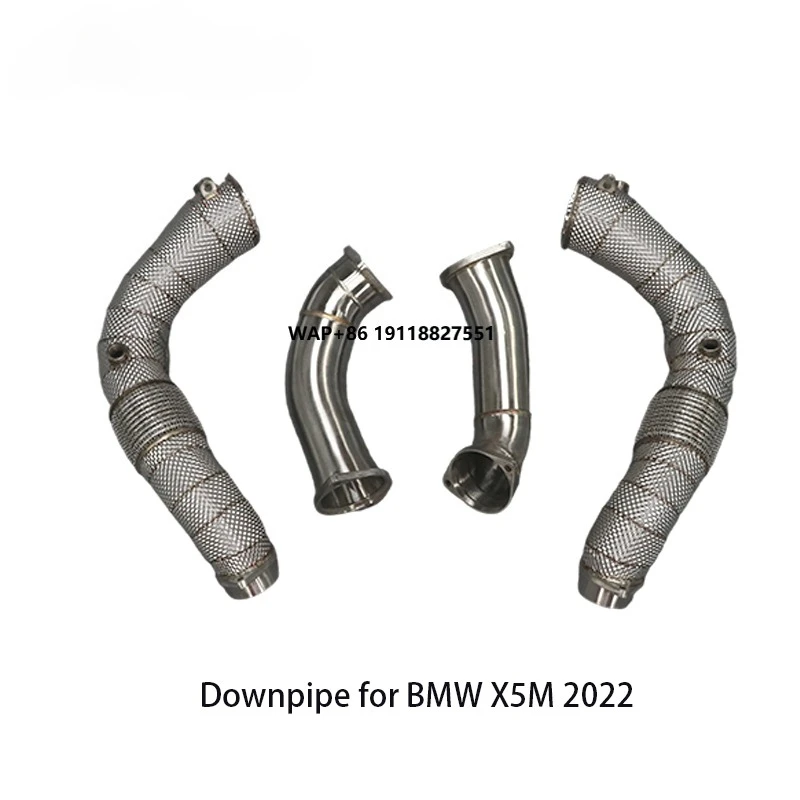 Heat Shield Exhaust Downpipe for  X5M X6M F95 F96  4.4T 2022 304 Stainless Steel Reducing Straight Brushed Pipe