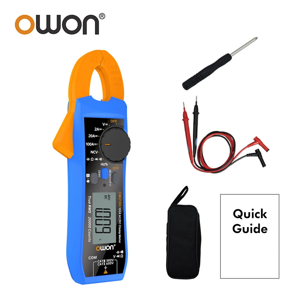 

OWON CM2100 Mini Smart AC/DC Current Voltage Clamp Meter 100A 600V 20000 True RMS BLE Auto NCV Resistance Frequency Measurement