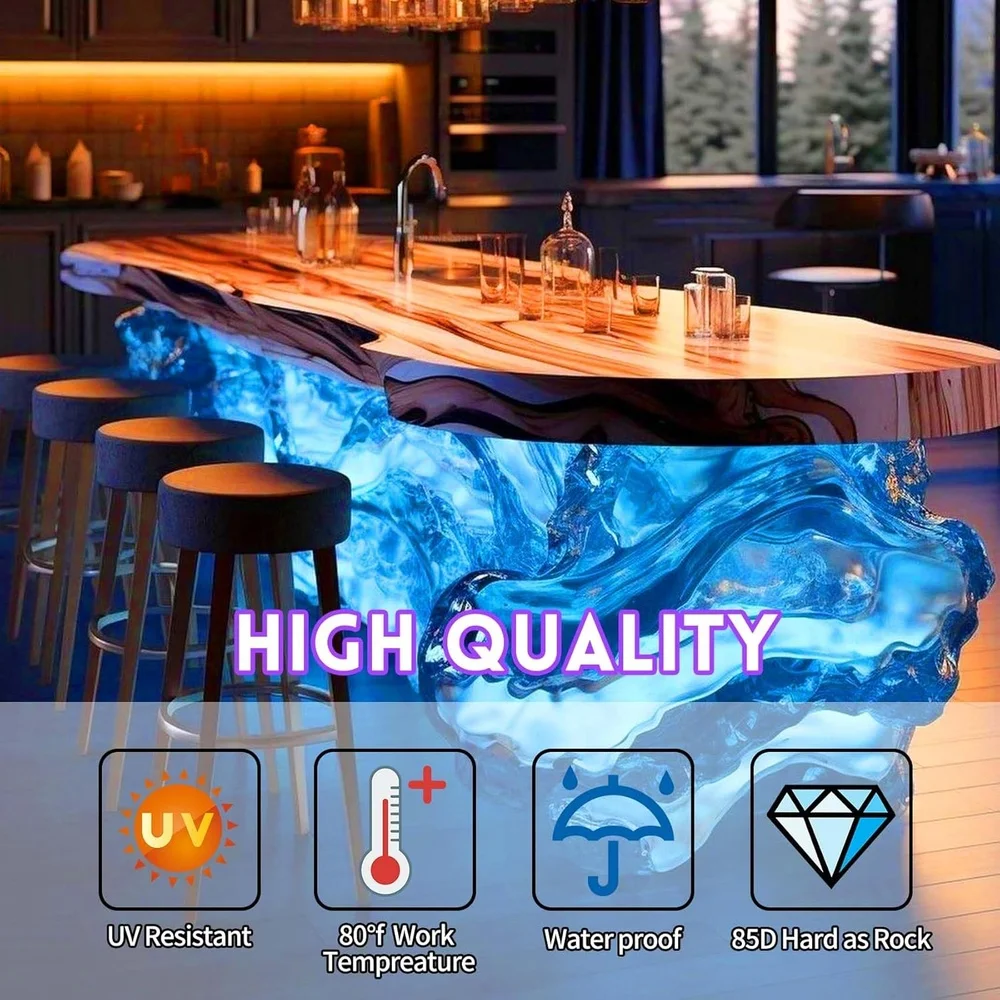 مجموعة راتنجات الايبوكسي العميقة 1.5 جالون كريستال واضح لا فقاعة التسوية الذاتية صلابة عالية طاولات النهر الحرف الوقايات المجوهرات