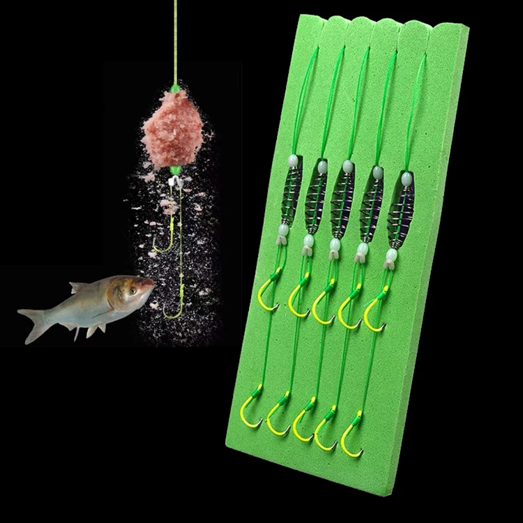 5pcs/set 8# -13#  Fluorescent Green High Carbon Steel Fishing Hook Strong Sharp Spring Hooks for Saltwater Freshwater Fishing