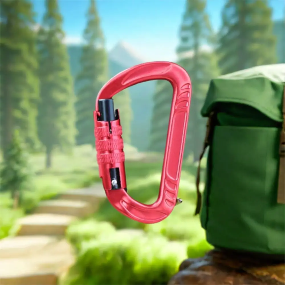 7075 Aviation Aluminum Safety Auto Lock Buckle 12KN Electrophoresis Professional Carabiner Random Color D-shaped