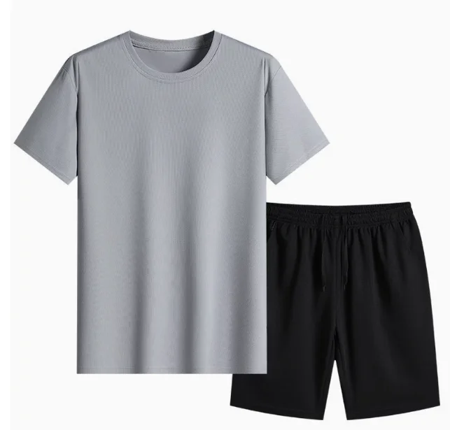 

Solid color summer suit men's leisure sports with 2025 new two-piece set