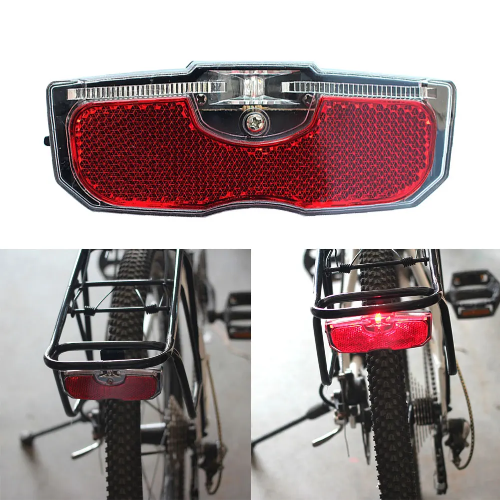 Bike Cycling Bicycle Rear Reflector Tail Light For Luggage Rack NO Battery Aluminum Alloy Reflective Taillight ABS Bicycle Light