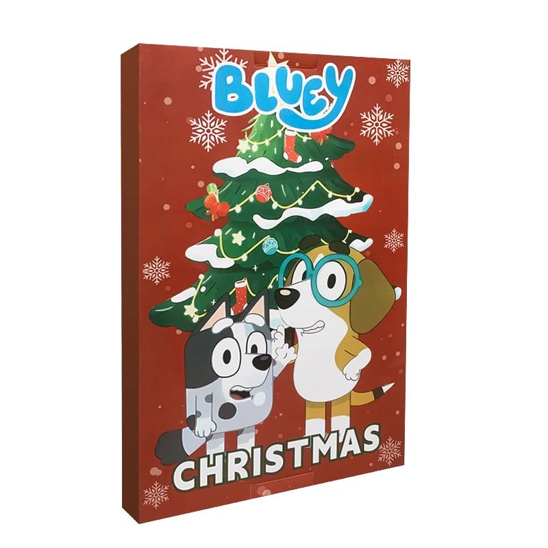 Bluey Advent ปฏิทินสไตล์ใหม่อะนิเมะของเล่นคริสต์มาส 24 วันปฏิทินนับถอยหลังน่ารักการ์ตูนตุ๊กตา Badge ของขวัญเด็ก