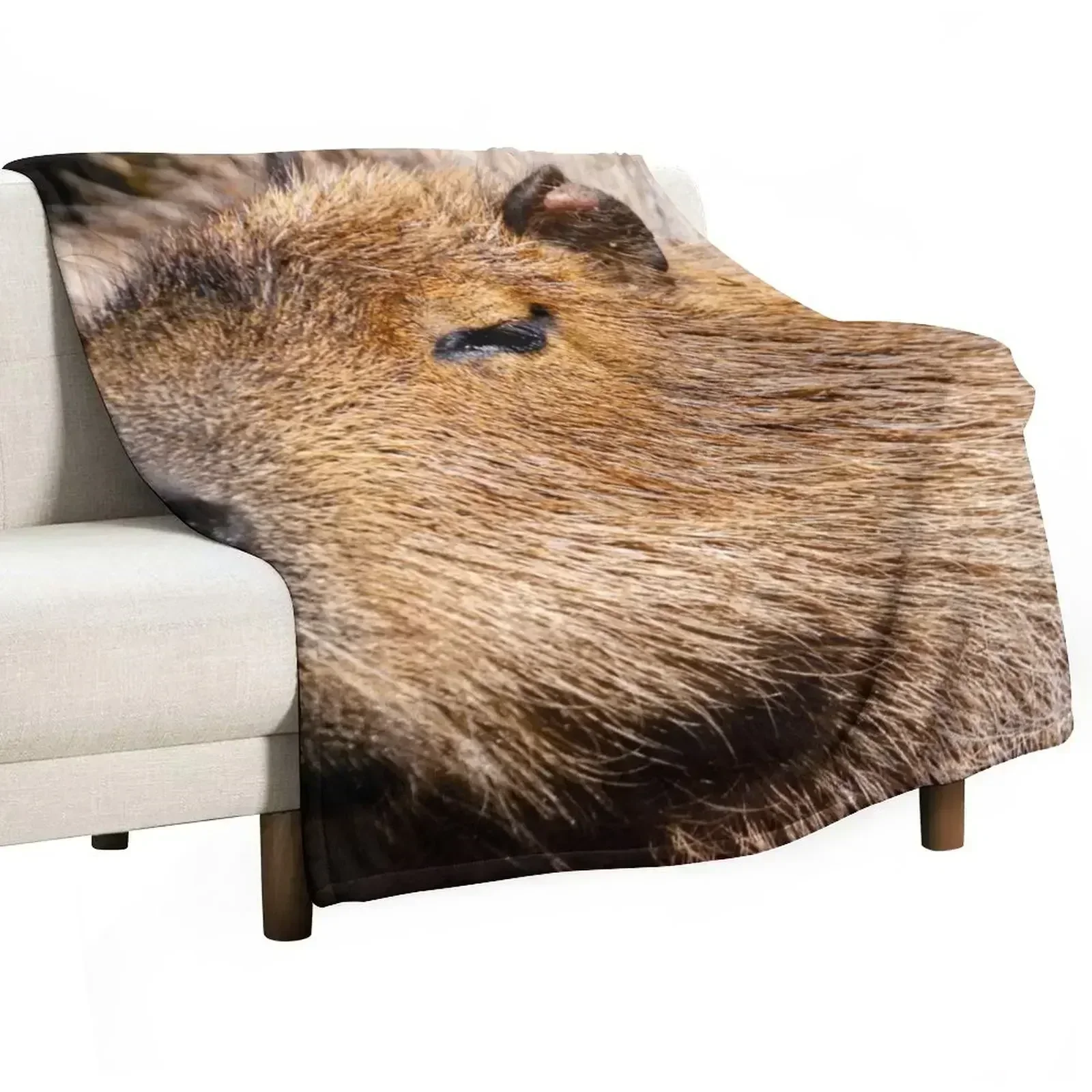 Capybara profile Throw Blanket Shaggy Furry Soft Blanket for Bedroom Living Room