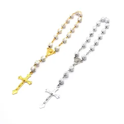 CR009 10pcs Bronzing Cross Rosary Bracelet Christening Baptism Wedding Bridal Shower First 1st Communion Gifts Baby Decoration