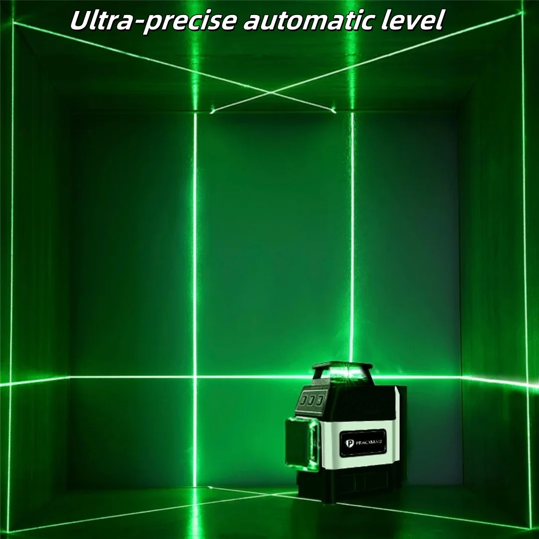 Mini Laser Level 12 Lines 3D level Self-Leveling 360° Horizontal and Vertical Cross Green Laser Beam Lines