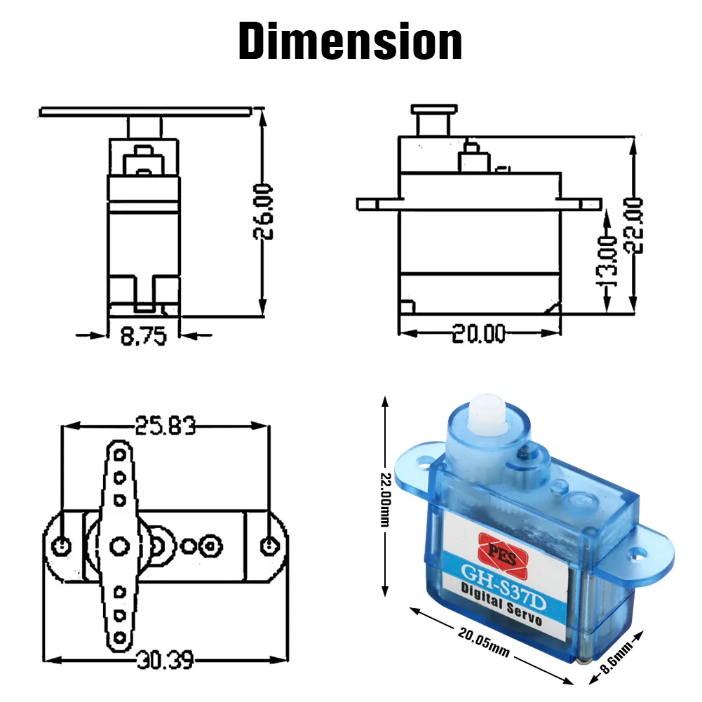 2/5/10pcs 3.7g Digital Servo Mini Micro GH-S37D Servo for RC plane Trex 250 Helicopter Boat Car