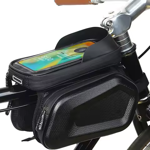 Bike Frame Bag Waterproof Bicycle Bike Phone Front Holder Mount Mountain Bike Accessories for Cell Phone Under 6.8"