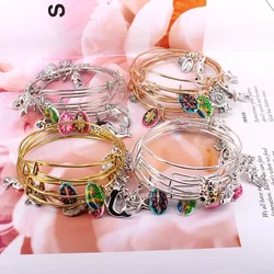 5pcs Bangle Set Shell Dolphin Mermaid Snails Turtle Conch Charm Bracelets for Women Fashion Charms Bangles Cuff Jewlery E43
