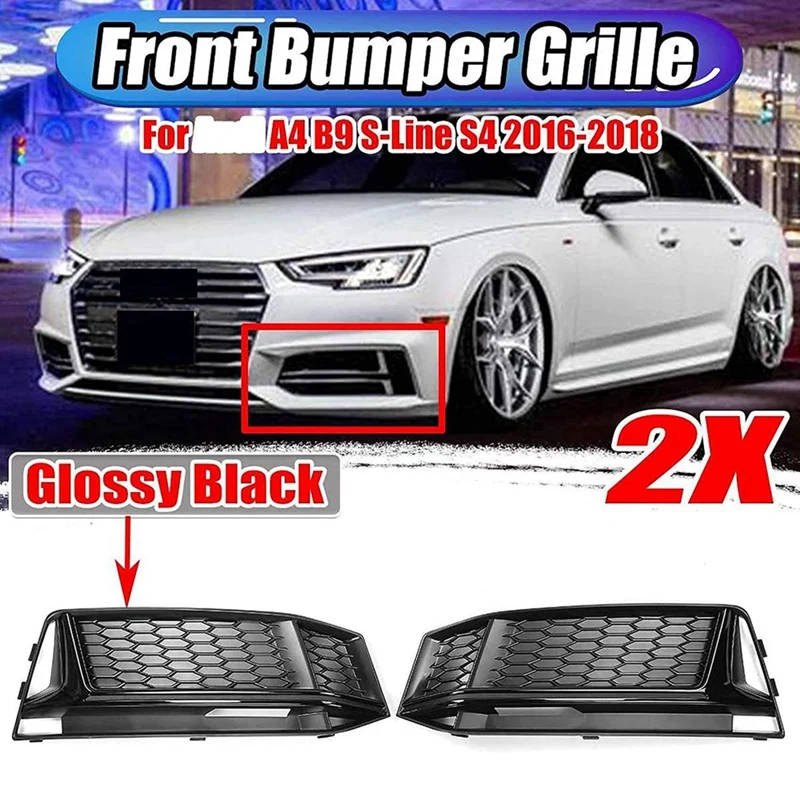 8W0807681K 8W0807682K Fog Light Grille Fog Light Frame Bumper Honeycomb Lower Grid Grille Auto For  A4 B9 S-Line S4