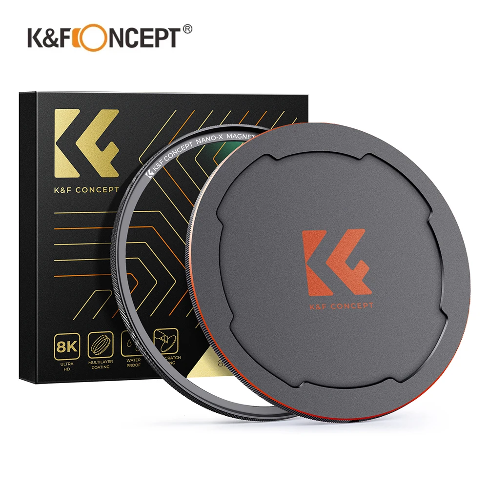 K&F Concept Nano-X Magnetic UV Protection Filter with Magnetic Lens Cap 49mm 58mm 67mm 72mm 77mm 82mm for Camera Lens