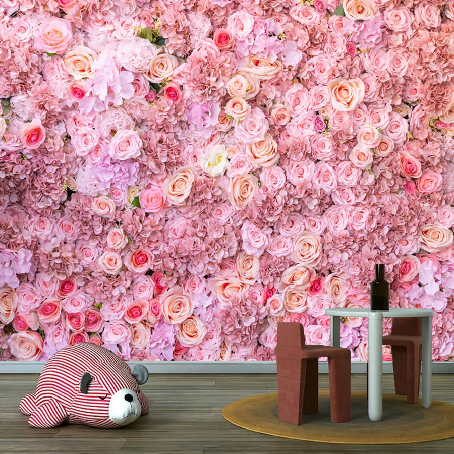 ورق حائط مخصص قابل للتقشير واللصق لغرفة المعيشة، ورق حائط للاتصال، ديكور منزلي، زهرة الورد الأحمر، تجديد الأثاث، جدارية للفتيات