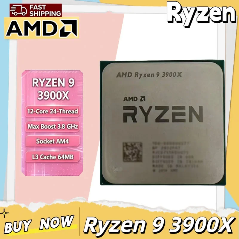 AMD Ryzen 9 3900X Desktop Processor 12C 24T 3.8 4.6GHz 7nm Zen2 AM4 Socket 6MB L2 64MB L3 105W PCIe 4.0 Gaming CPU Tray