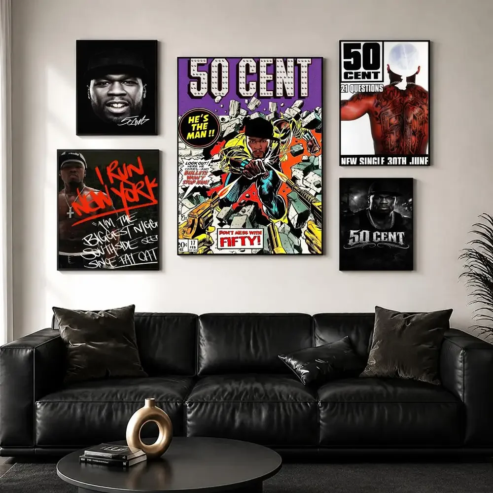 Rapper 50 C-Cent Painting Calligraphy Wall Art Canvas Poster Premium Home Decor Print for Living Room Bedroom