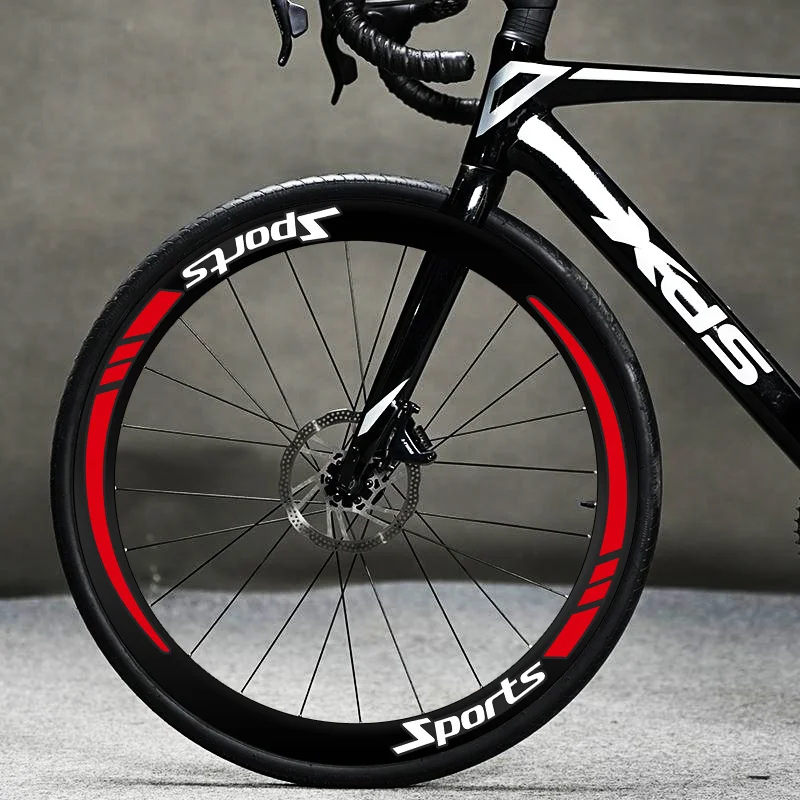 

1 комплект, наклейка на колесо велосипеда, спортивные надписи, красные, черные полосы, дизайн, клейкая наклейка для велосипедного обода, декоративная