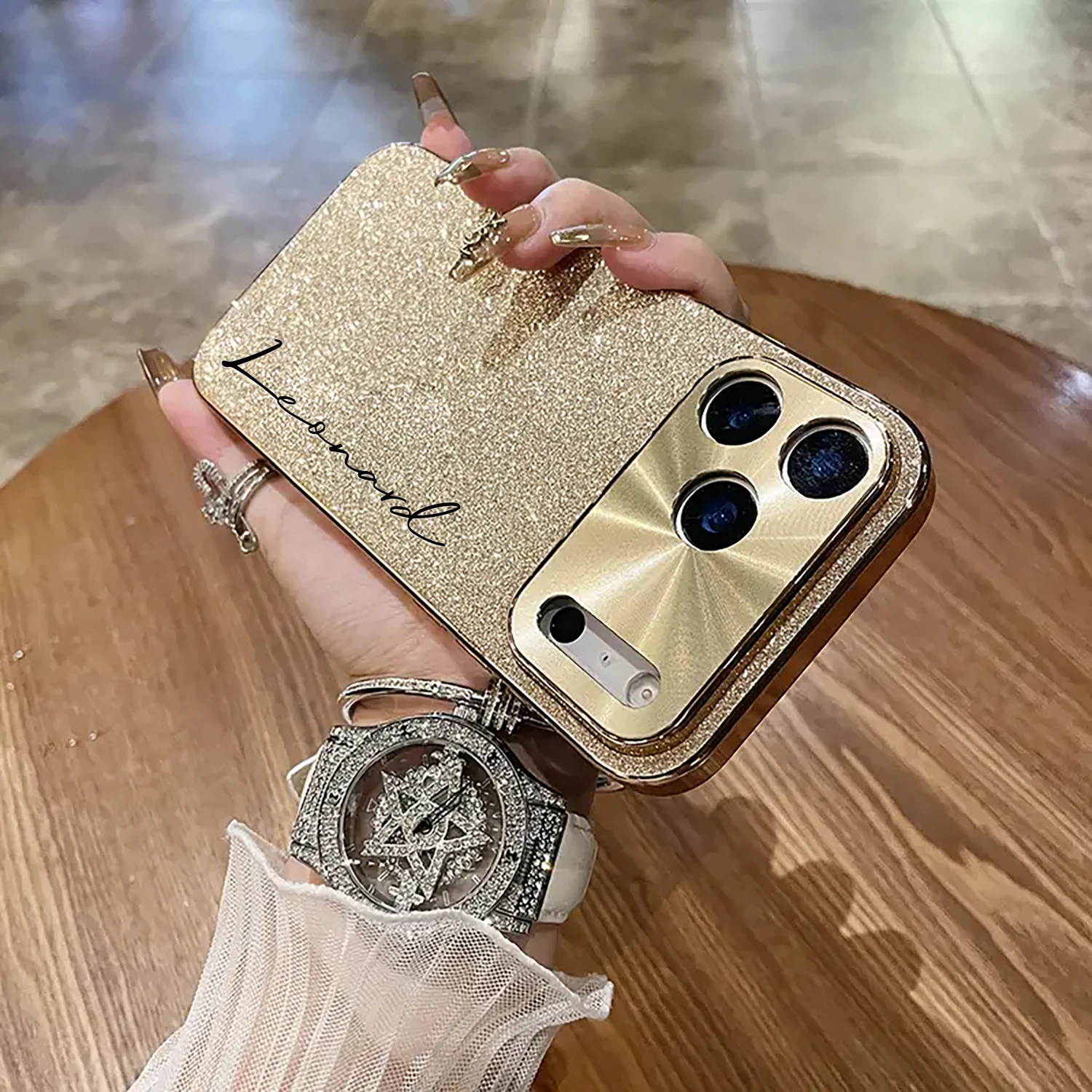

Custom DIY Personalized Name Diamond Glitter Phone Compatible With Iphone 17 16 15 14 13Pro Max, 17 Air, And 17 Pro,17