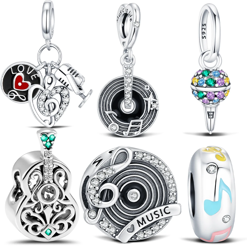 925 Sterling Silver Charm Fantasy Colorful Microphone Pendant Jewelry Making For Classic Bracelet Women's Fashion DIY Gifts