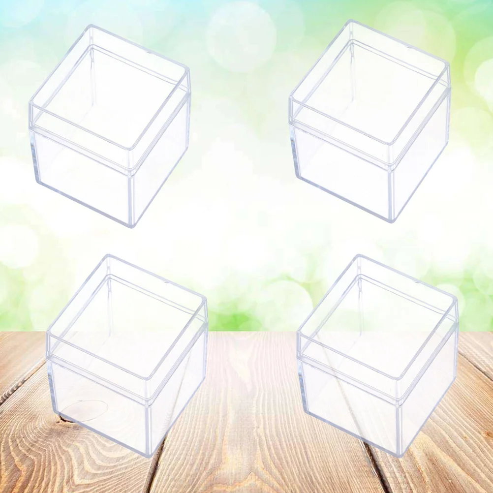 

4Pcs Plastic Packing Box Transparent Storage Case Candy Container Organizer for Wedding Birthday Party Favor Crafts Jewelry
