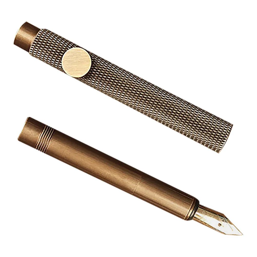 

Retro Mini Brass Fountain Pen Portable 0.5mm Fine Tip Smooth Writing Pen Calligraphy Office Student Artist Retro Brass Fountain
